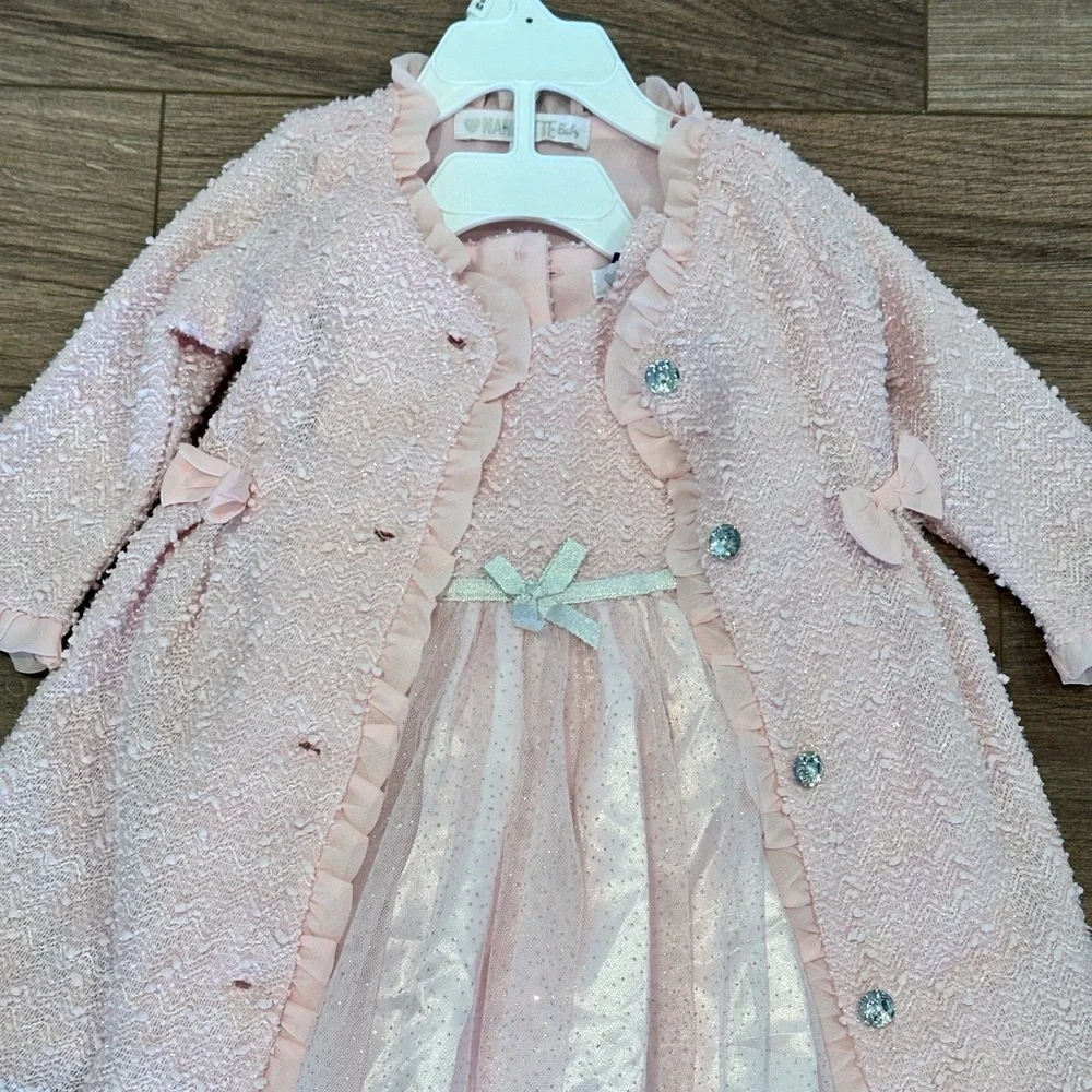 ⭐️Final Sale⭐️NWT! Nannette Baby Two Piece Pink Ivory Dress Coat and Dress